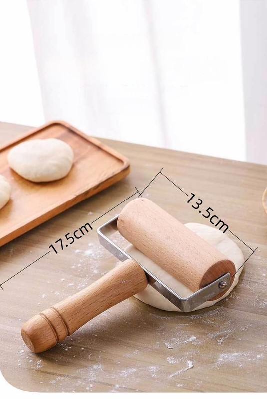 Adjustable Beechwood Stainless Steel Rolling Pin T-Shape Pizza Dough Pasta Maker gallery
