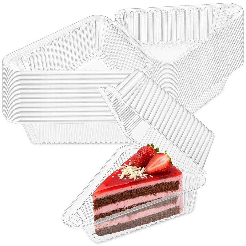 100 Pcs Cake Slice Containers with Lids, Transparent Plastic Container, Clear…