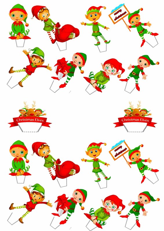 Christmas Elves - 36 Wafer Cupcake Toppers, Fairy Cake Bun Decorations Elf Shelf gallery