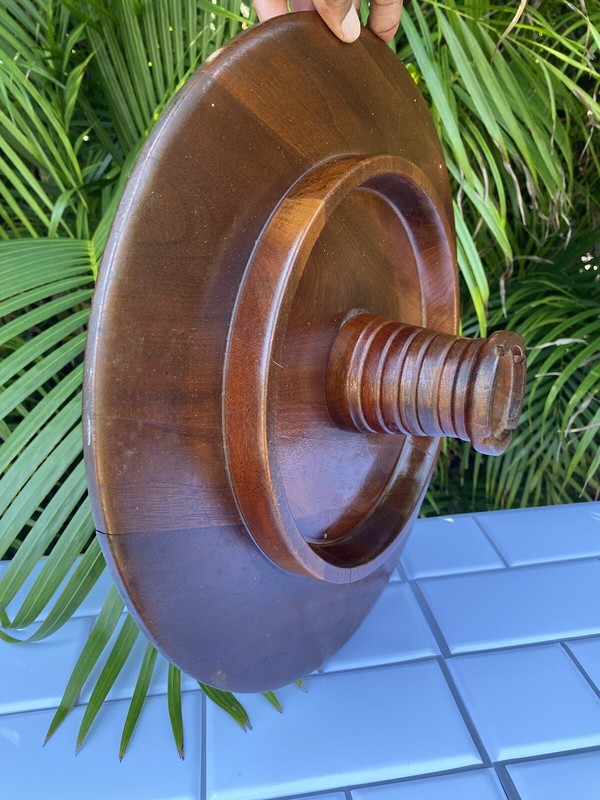 Vintage Wood Cake Stand Pedestal Charcuterie Solid American Walnut Tray 15 In gallery