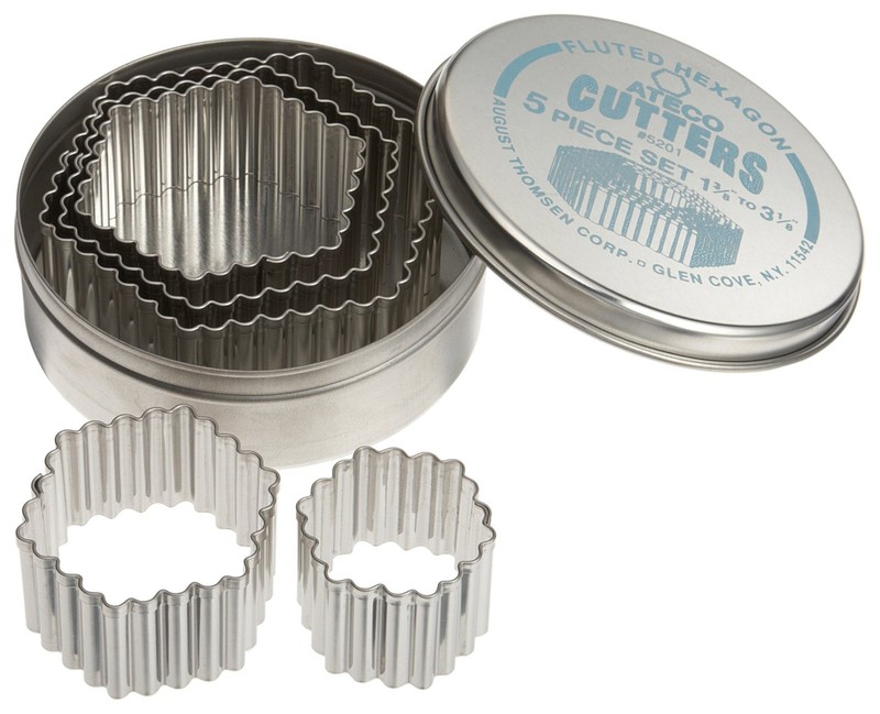 Ateco Fluted Edge Hexagon Cookie Cutter Set of 5 Stainless Steel 1.38 to 3.18…