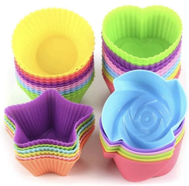 Silicone Cake & Muffin Cupcake Liners –Reusable Baking Cups & Chocolate Mold 48 gallery