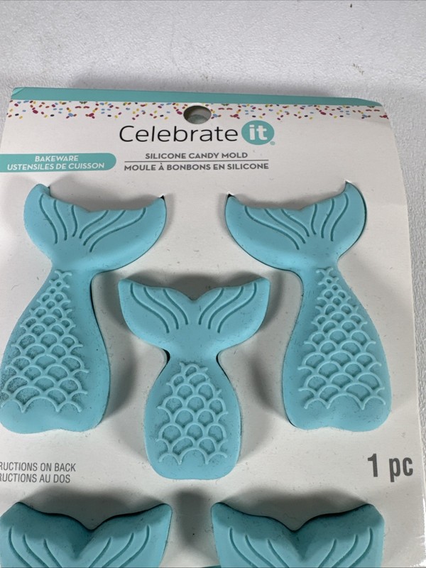 Celebrate It Mermaid Tail Silicone Candy Mold Aqua Baking Chocolate NEW gallery