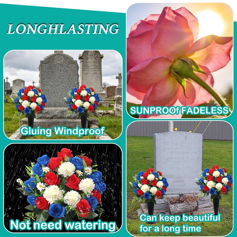 Wocst Cemetery Flowers For Graveartificial 24 Heads Large Chrysanthemums Rose gallery
