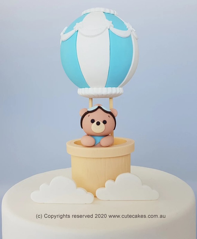 Hot Air Balloon Cake Topper Baby Shower Christening Baptism Baby Boy Birthday
