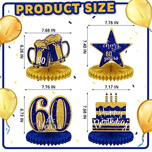 8 Pieces Table Decorations Glitter Honeycomb Centerpieces Blue 60th Birthday gallery
