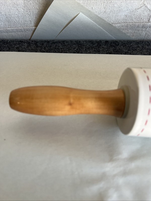 Rae Dunn Red Ceramic Merry Christmas Rolling Pin Large Heavy 19” gallery