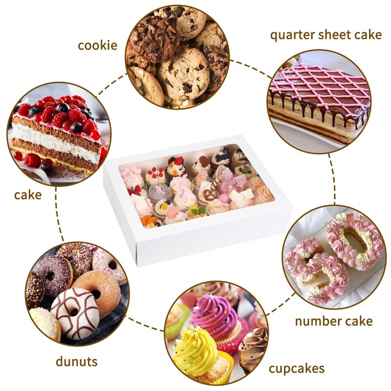 6 Pack 19x14x4 Inch Large Half Sheet Cake Boxes with Thick Cake Boards, White... gallery