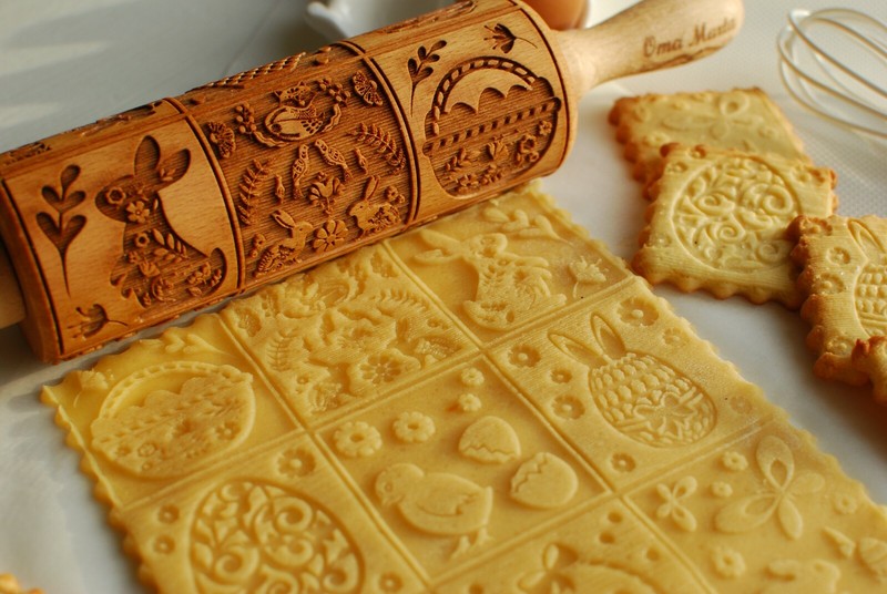 Happy Easter Engraved Rolling Pin Embossed Dough Roller Carved Mold gallery