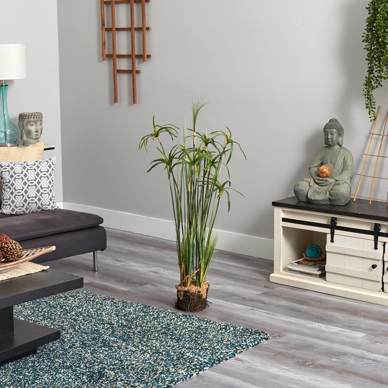 Nearly Natural Papyrus Plant Faux Soil Arrangement 4566 gallery