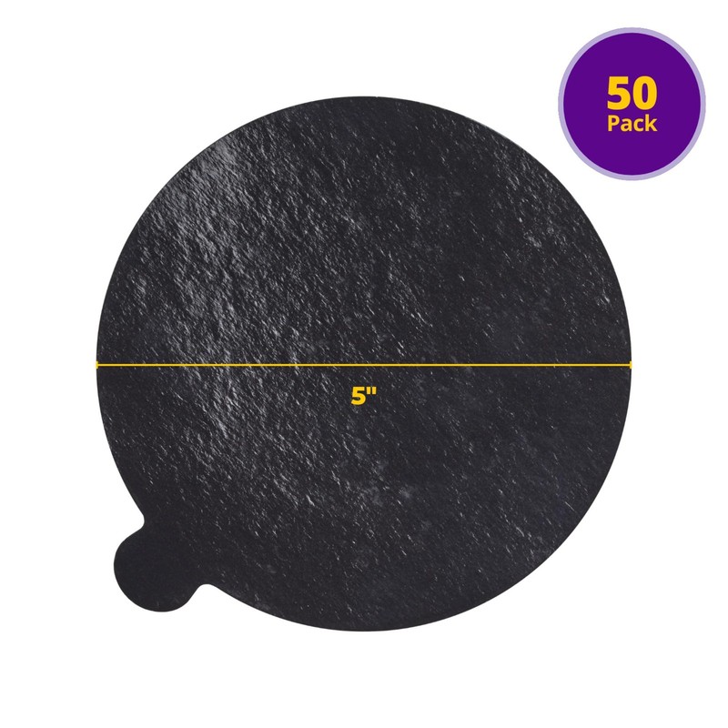 DecoPac Black/Gold Reversible Waxed Corrugated 50 Pack Cake Board, 5" Round: 4.9 gallery