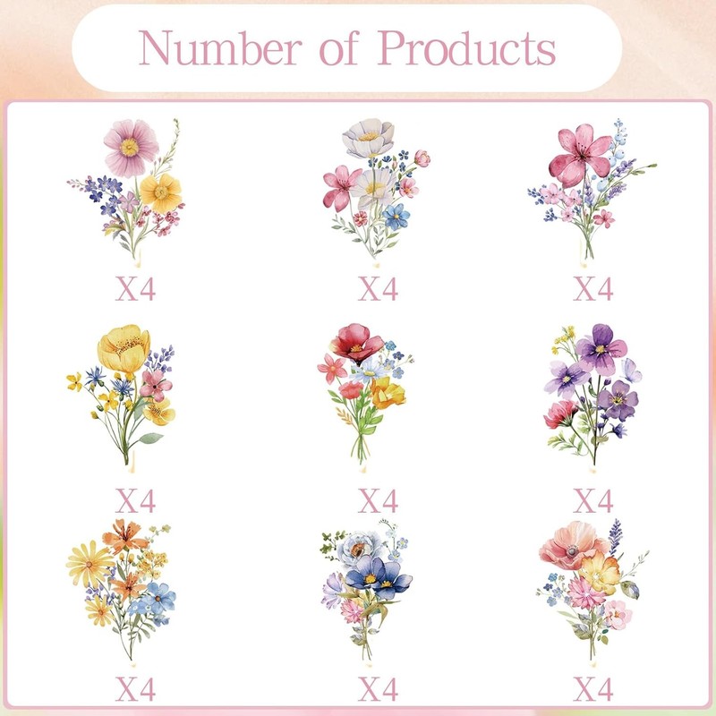 Wildflower Birthday Party Decorations, 36PCS Flower Floral Cupcake Toppers gallery