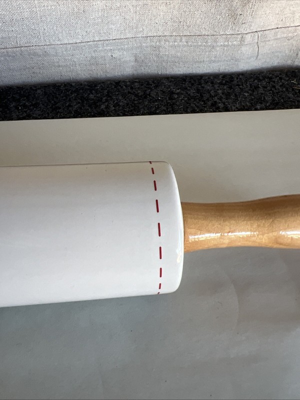 Rae Dunn Red Ceramic Merry Christmas Rolling Pin Large Heavy 19” gallery