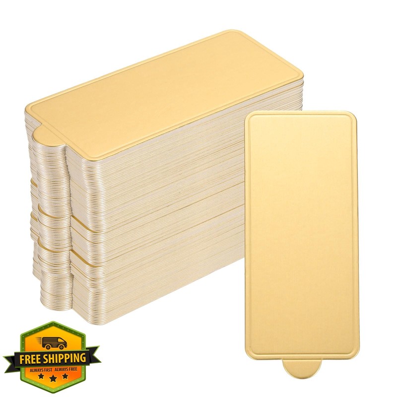 uxcell 100pcs Gold Rectangle Mini Cake Boards 4.7×2″