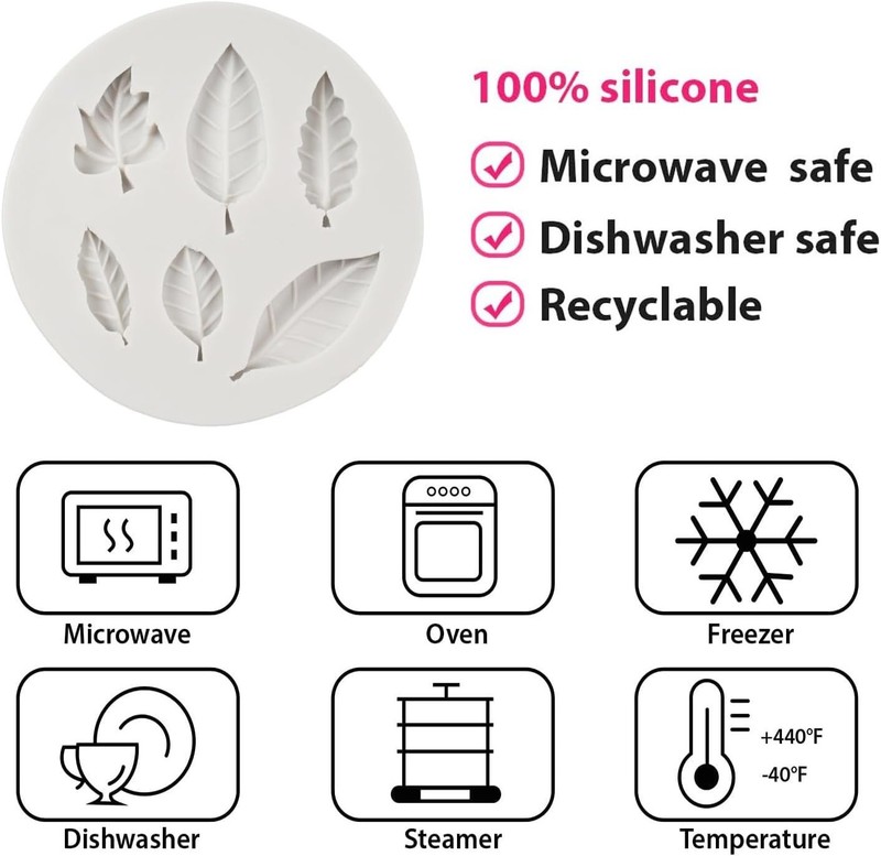 Silicone Leaf Molds Set of 6 for Fondant, Cake Decoration, and Chocolate gallery