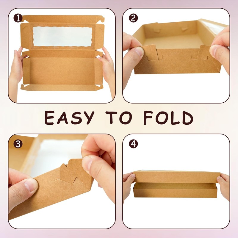 50pcs Cookie Boxes with window 12 x 5 x 1.5 Inch Bakery Boxes Treat Dessert f... gallery