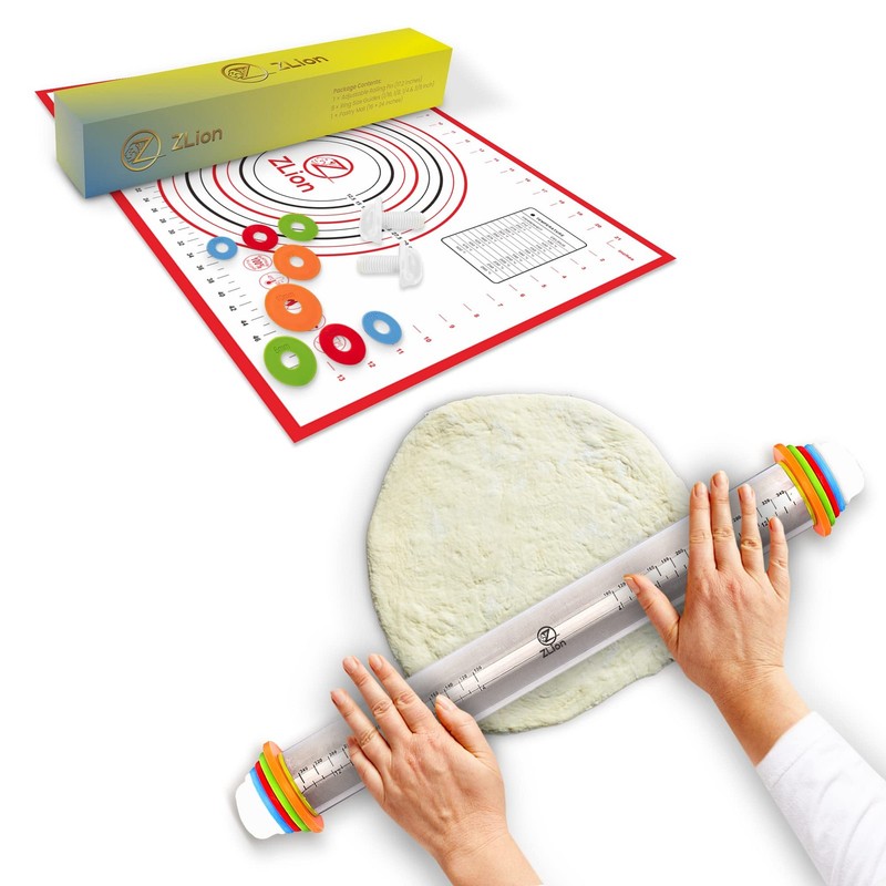 Rolling Pin with Thickness Rings – Stainless Steel and Corrosion-Resistant Ad…
