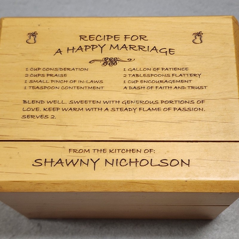 Recipes For A Happy Marriage Recipe Storage Box Blank Recipe Cards Personalized