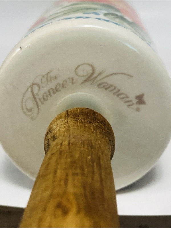 PIONEER WOMAN Vintage Floral Ceramic Rolling Pin w/ Wood Handles gallery