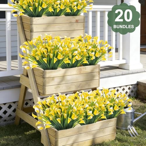 Calla Lily (400 Heads) Artificial Flowers for Outdoors, Fake 20 Bundles Yellow gallery