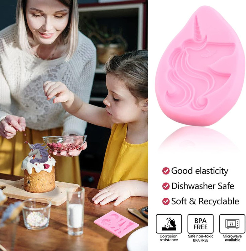 Unicorn Silicone Molds Unicorn Horn Ears Rainbow Fondant Molds for Cake Decorati gallery