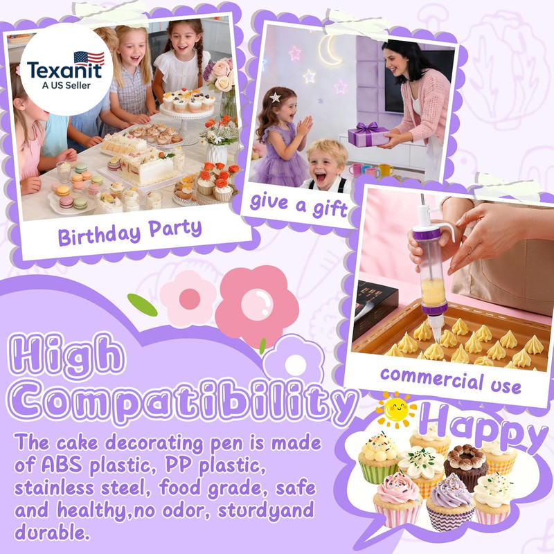 Dessert Decorating Syringe Set, Icing Dispenser Tool, Dessert Decorator Pro with gallery
