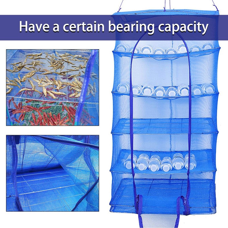 6 Layer Hanging Foldable Drying Rack Net Mesh 19.7x19.7x37.4 Inch Herbs Fish gallery