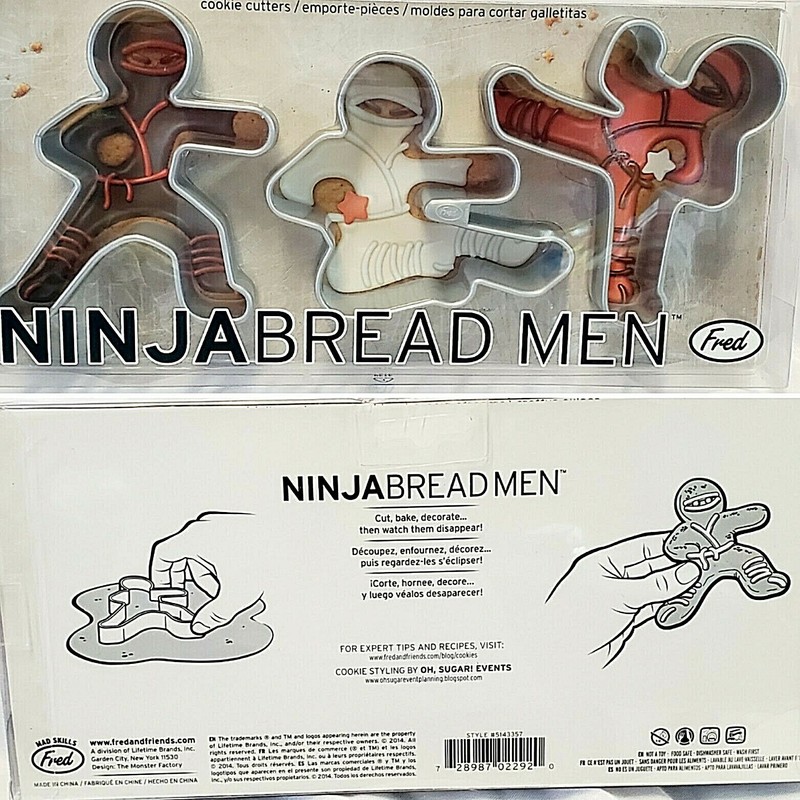 FRED NINJABREAD MEN NINJA COOKIE CUTTERS SET OF 3 FUN KARATE BAKING KIDS PARTY