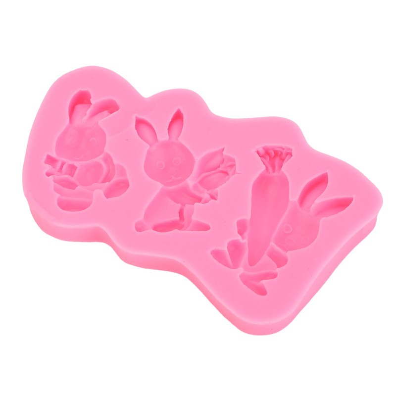 Easter Fondant Mold Cute Bunny Pattern 3D Silicone Mould Rabbit Cupcake Cookie
