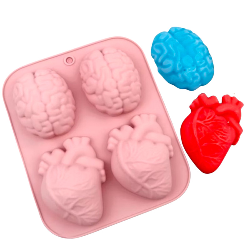 Brain & Heart-shaped Silicone Mold Decor Chocolate Mold Fondant Cake Baking Mold