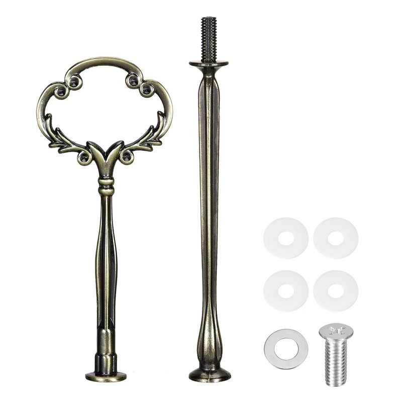 Cake Tray Stand Handle Plate Hardware Fitting 2-Tiers Flower Bronze