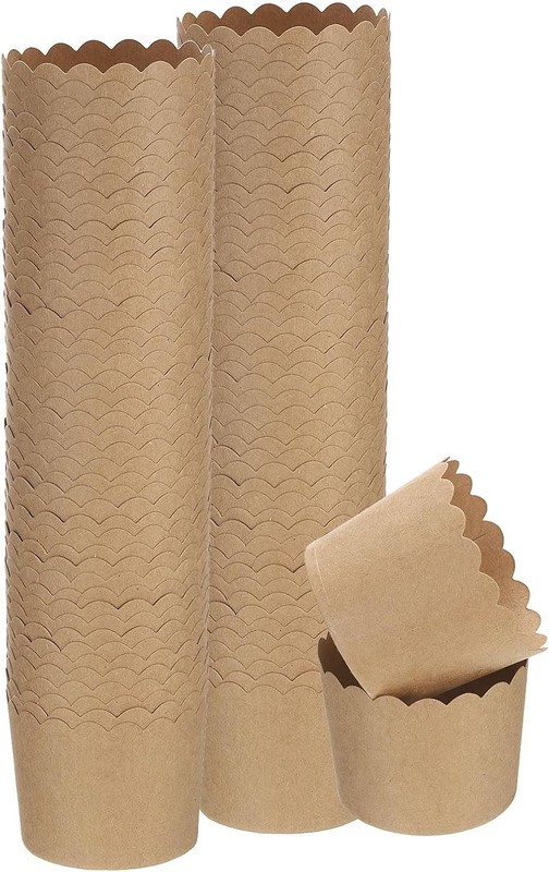 100Pcs Paper Baking Cups 6oz Brown Kraft Paper Muffins Liners Cupcake