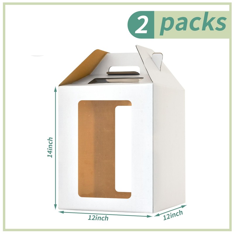 2 Pack 12x12x14 inch Tall Cake Boxes with Windows Large Tiered Cake Carrier gallery
