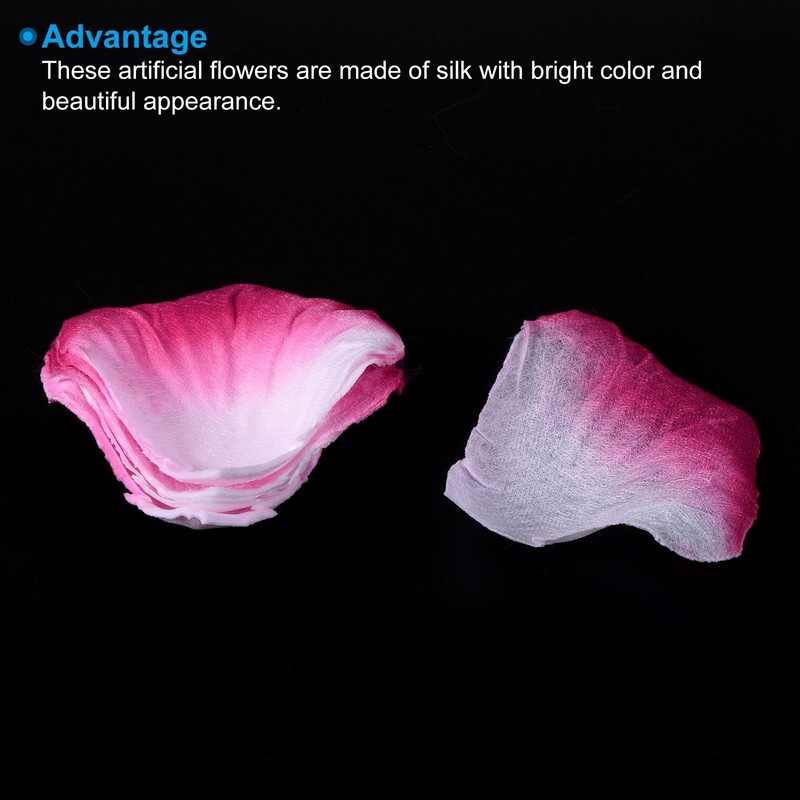 1200Pcs Artificial Rose Petals Silk Flower Decoration, Fuchsia White gallery