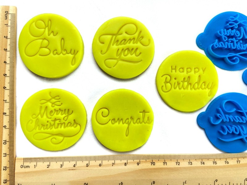 Mini Cookie Cupcake Stamp Happy Birthday Thank You Oh Baby Merry Xmas Congrats gallery