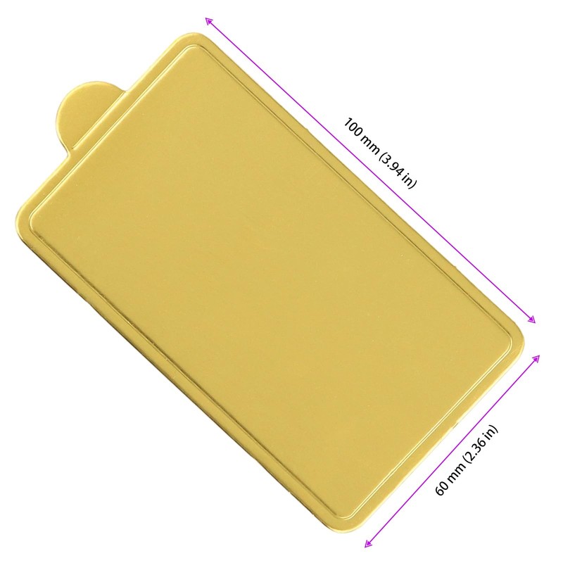 200 PCS Mini Gold Rectangular Cake Board Small Mousse Cupcake Base 3.94x2.36" gallery