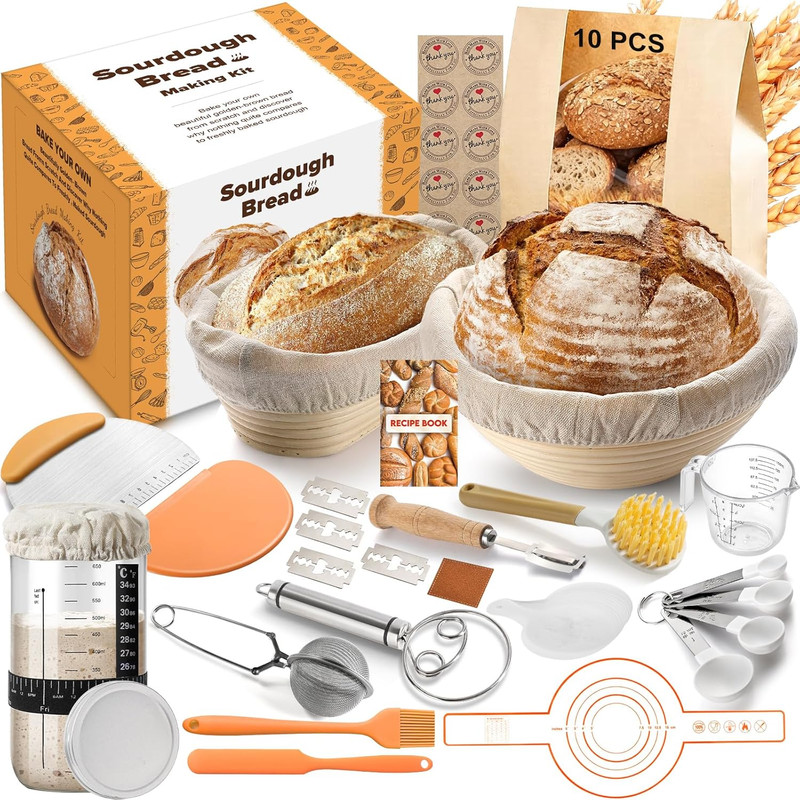 Sourdough Starter Kit, Bread Making Kit with Sourdough Starter Jar for Beginners