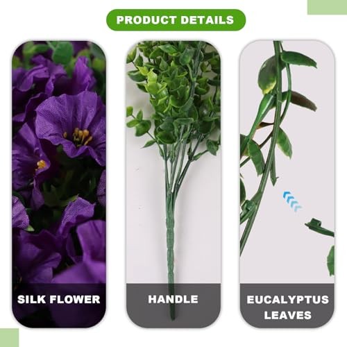 12 Bundles Morning Glory Artificial Flowers for Outdoor Decoration Dark Purple gallery
