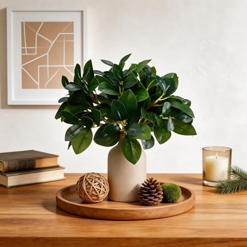 12 Inch Artificial Plant Indoor,Small Fake Plants Eucalyptus Stems Cream White gallery