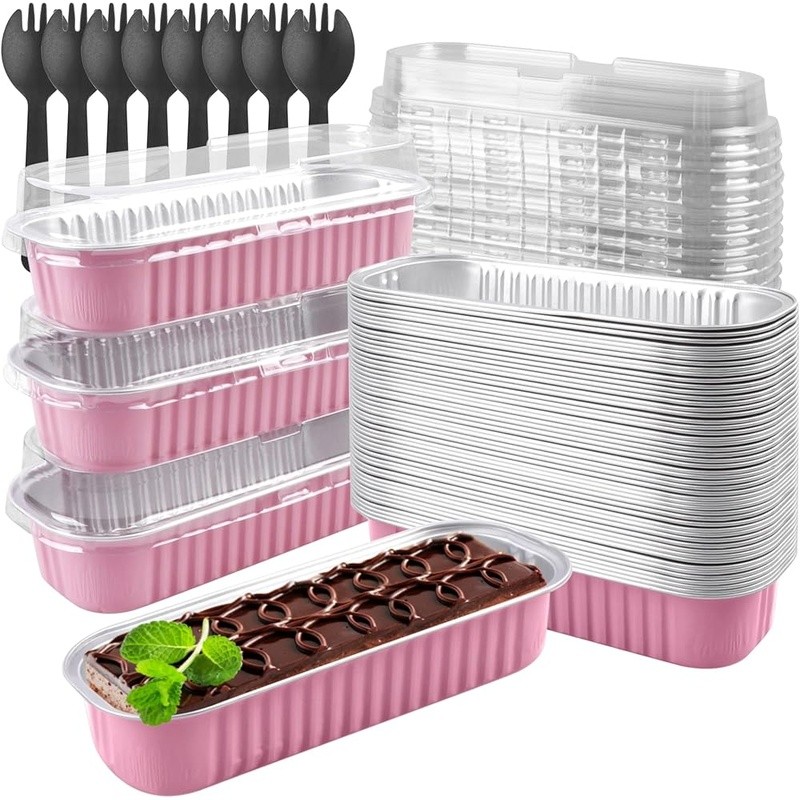 Mini Aluminum Foil Baking Cups W/ Lids & Spoons Party Desserts Camping New gallery
