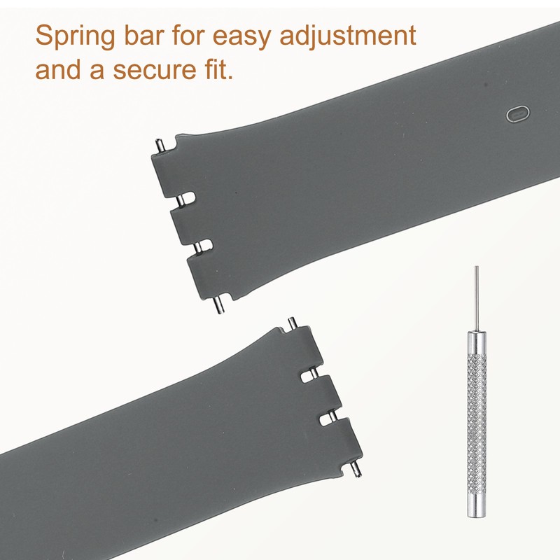 16mm Grey Silicone Strap with Spring and Plastic Buckle for [Brand] gallery