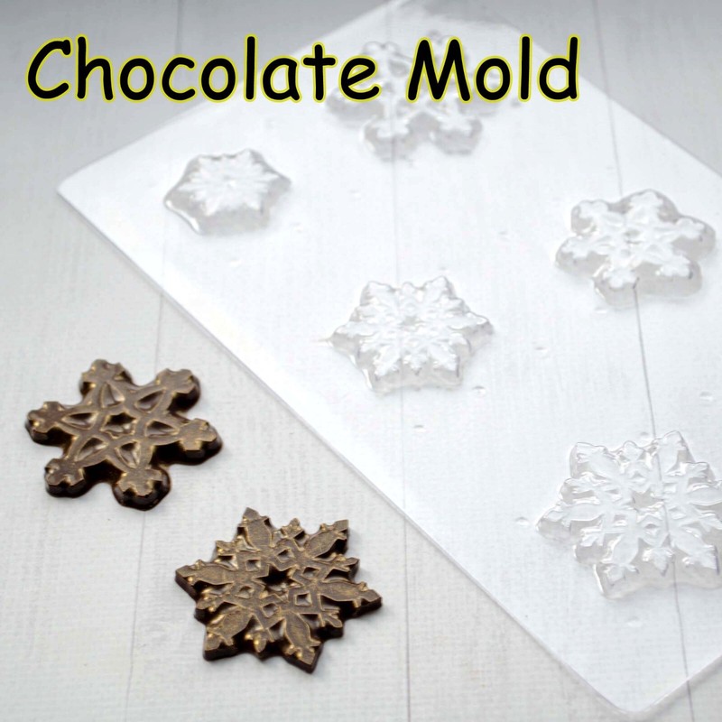 Snowflakes 7 Chocolate Candy Mold, Plaster Mold, Plastic Soap Mold, Christmas