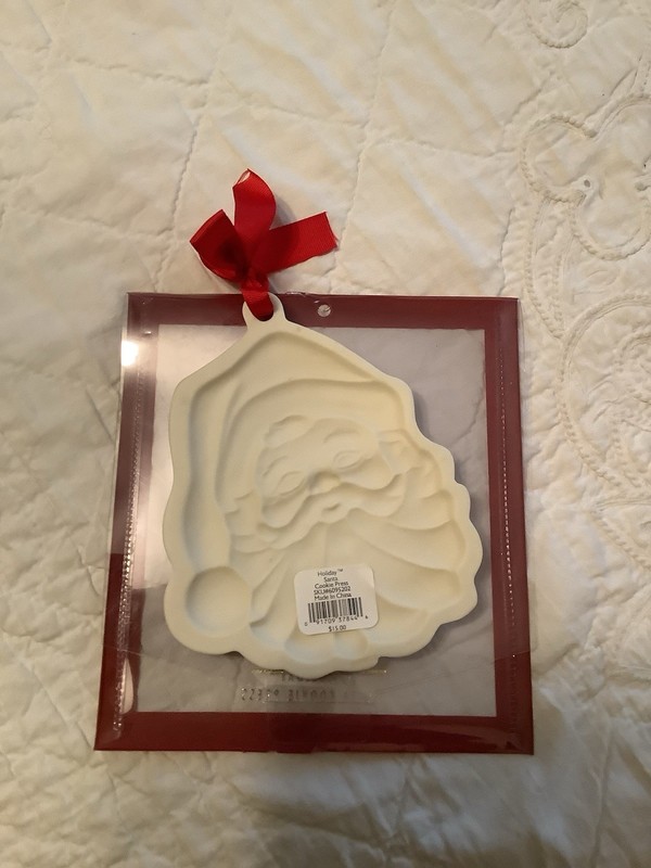 LENOX Holiday Santa Cookie Press Ornament Red Ribbon for Hanging 6” gallery