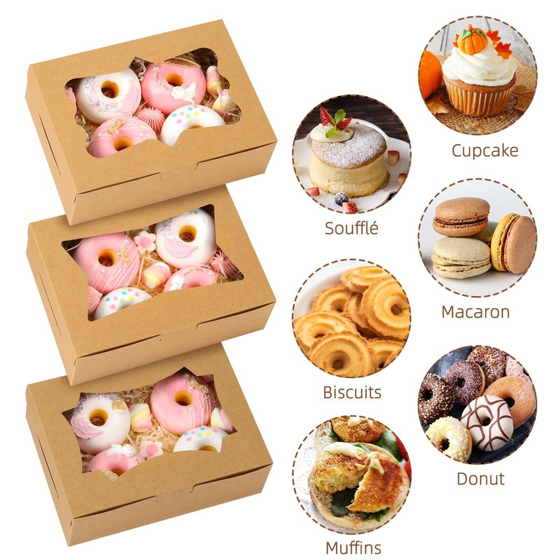 TOMNK 24pcs 8x6x2.5 ​Inches Cookie Boxes, Bakery Boxes with 3 Style Window, T... gallery