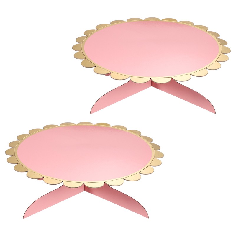 2 Pcs 1-Tier Cardboard Cake Stand Holder, 13 Inch Round Cupcake Stand, Rose Red