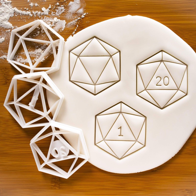 Set of 3 Cookie Cutters Designs Icosahedron, Natural 1, Natural 20, 3 pieces ... gallery