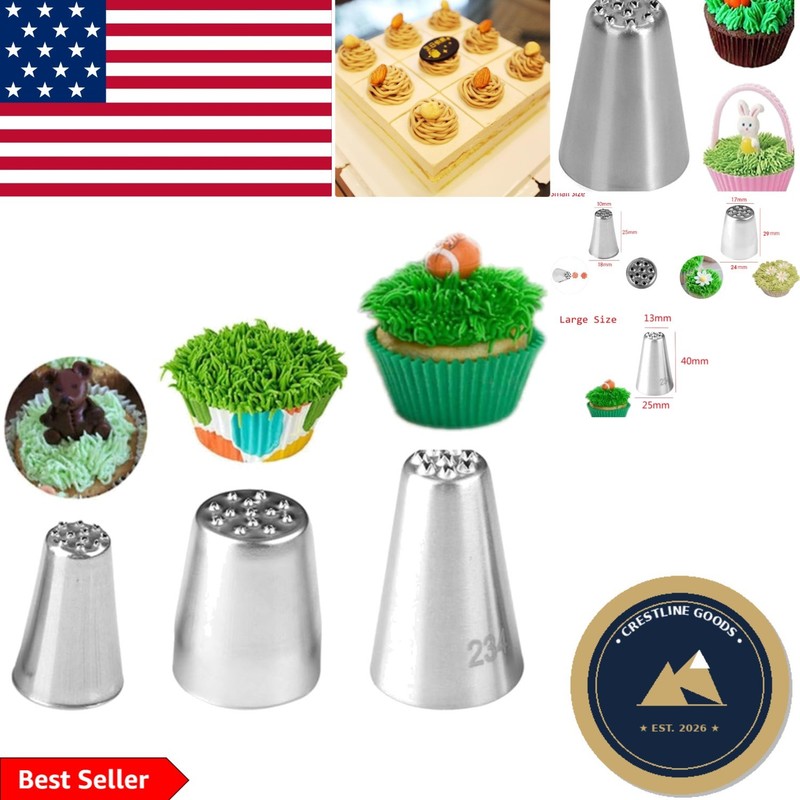 Complete Your Baking Set: 3 Leaf Nozzles in Stainless Steel for Cakes & Cookies