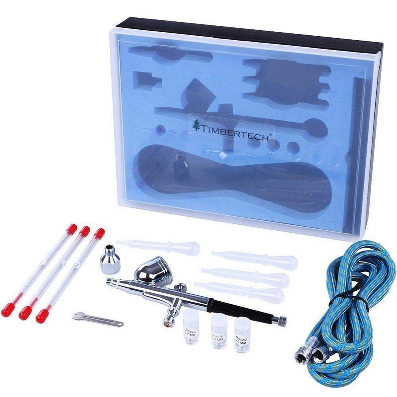 TIMBERTECH Airbrush Kit with Compressor, Multi-purpose 37.5*22*27ines, Silver gallery