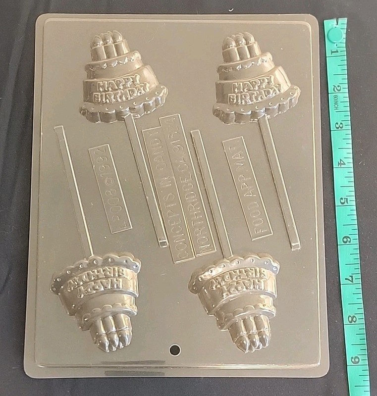 Happy Birthday Cake Candles Man Woman Child Candy Chocolate Lollipop Mold