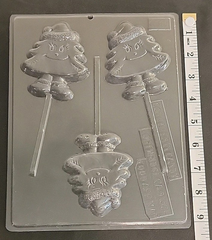 Concepts in Candy Merry Christmas Happy Tree Lollipop Chocolate Candy Mold